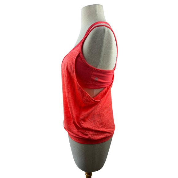 Athleta Shadow Stripe Energize Tank Top Built-In-Bra Neon Orange Size Small - Picture 5 of 11